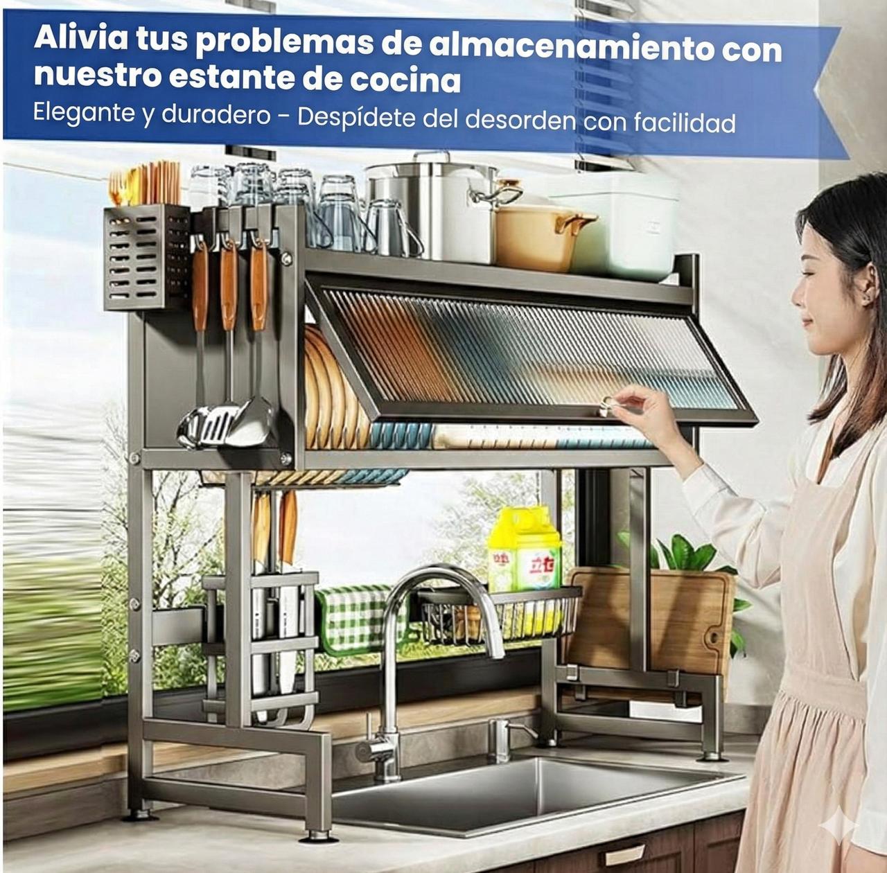 Organizador de Cocina Premium "Todo en Uno" con Gabinete Anti-Polvo